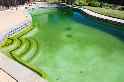 High angle view of swimming pool in lake