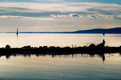 Scenic view of lake against sky