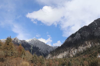 Low angle view of mountains against sky