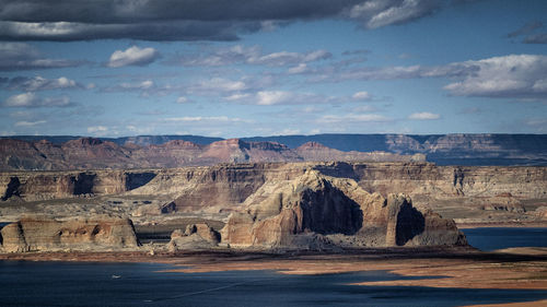 Scenic view of rock formations against sky