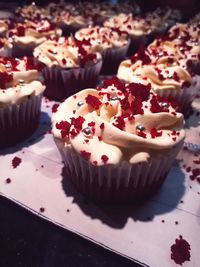 Close-up of cupcakes on table