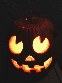 View of illuminated halloween pumpkin