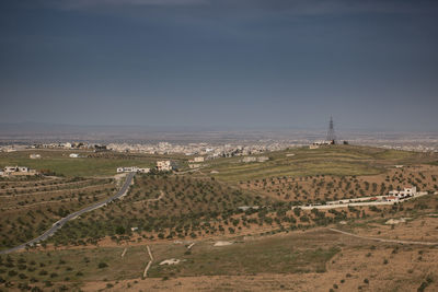 High angle view of landscape against sky