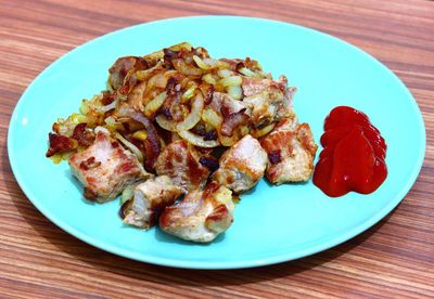 Close-up of meal served in plate