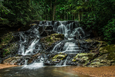 View of waterfall in forest