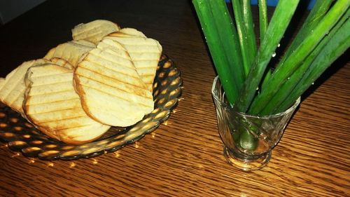 Close-up of leaves on table