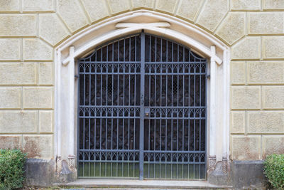 Closed door of building