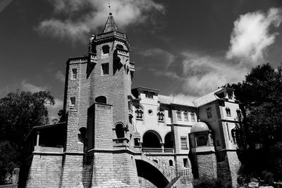 Low angle view of museu condes de castro guimaraes against sky