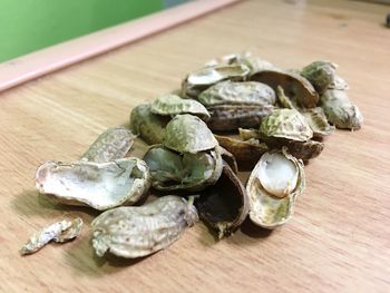 Close-up of peanuts on table