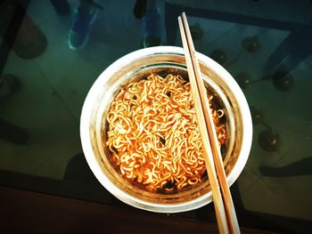 Close-up of noodles in bowl