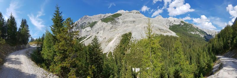 Panoramic view of green landscape against sky