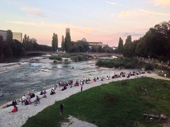 High angle view of people in park