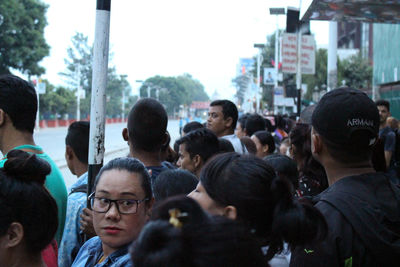 Group of people looking at city