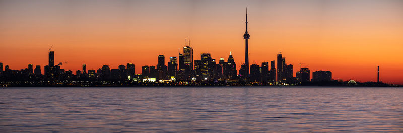 View of city at sunset