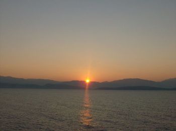 Scenic view of mountains at sunset