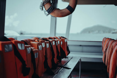 Life jackets in boat