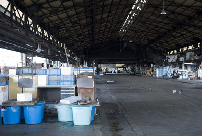 Stack of empty warehouse in building