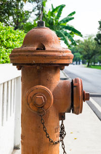 Close-up of fire hydrant against sky