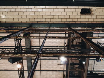 High angle view of illuminated staircase in building