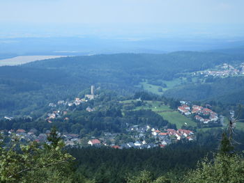 High angle view of townscape against sky