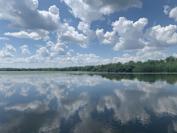 Scenic view of lake against sky