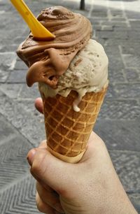 Cropped image of hand holding ice cream cone