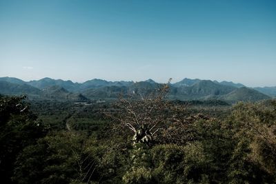 Scenic view of mountains against clear sky