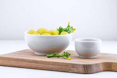 Close-up of juice served on table