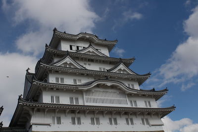 Low angle view of pagoda against sky