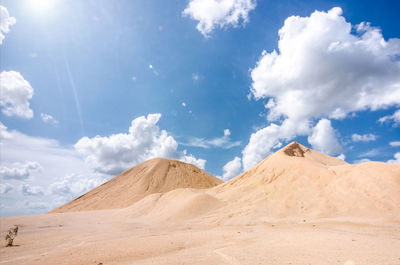 View of desert against cloudy sky