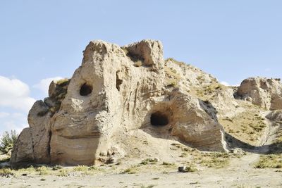 Low angle view of rock formations