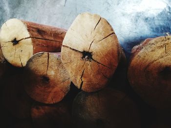 High angle view of bread on table