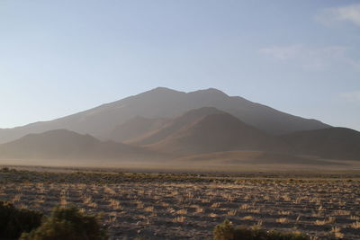 Scenic view of mountains against clear sky