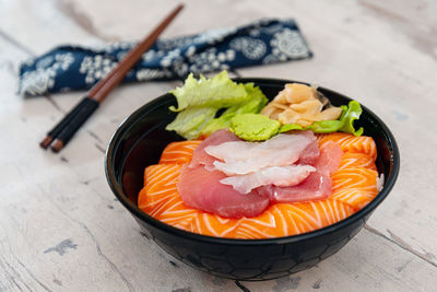 Close-up of food on table