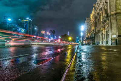 Light trails on road at night 9 julio