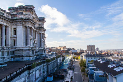 High angle view of buildings in city