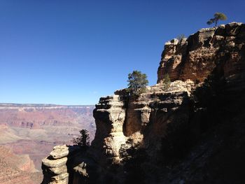 Rock formations against clear sky