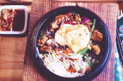 Close-up of food on table