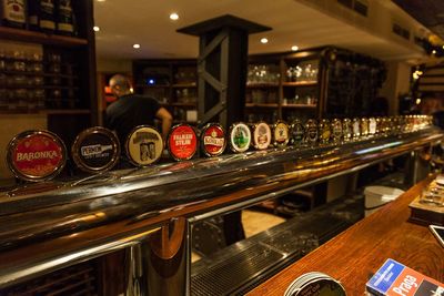 Illuminated lights in bar