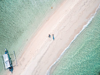 High angle view of people on beach