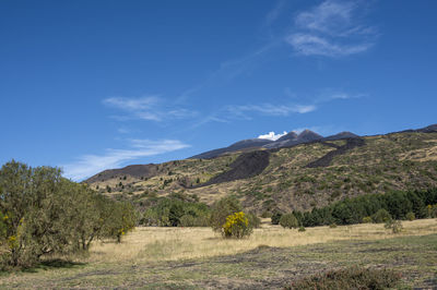 The summit of the etna volcano with the summit craters