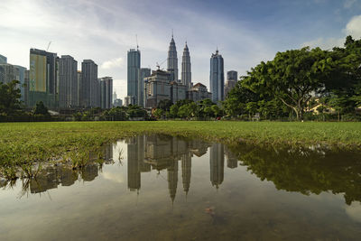 Reflection of buildings in water