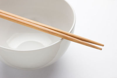 High angle view of cookies in bowl on table