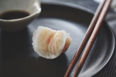 Close-up of food in plate on table