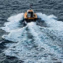 Boat sailing in sea