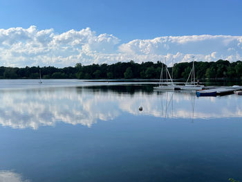 Scenic view of lake against sky