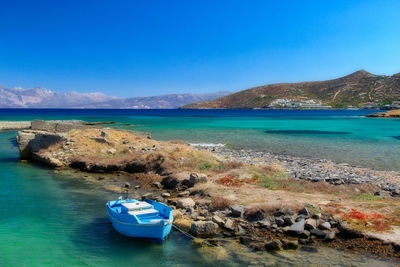 Scenic view of sea against blue sky