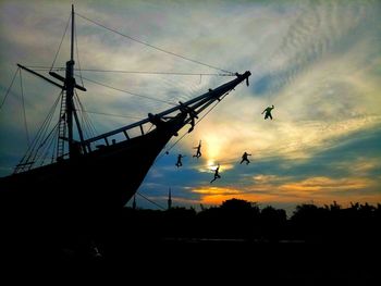 Silhouette of birds at sunset