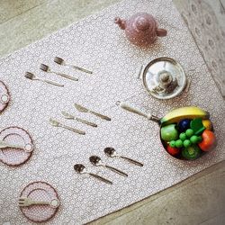 High angle view of multi colored objects