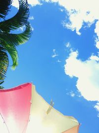 Low angle view of building against blue sky